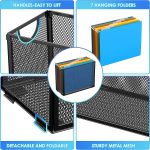 Sinboun Hanging File Organizer Letter-Size File Holder Filing Box Includes 5 Hanging Folders - Metal Mesh Magazine Book Letter Storage Cabinets File Cart for Office Home School, No Assembly Required - Image 4